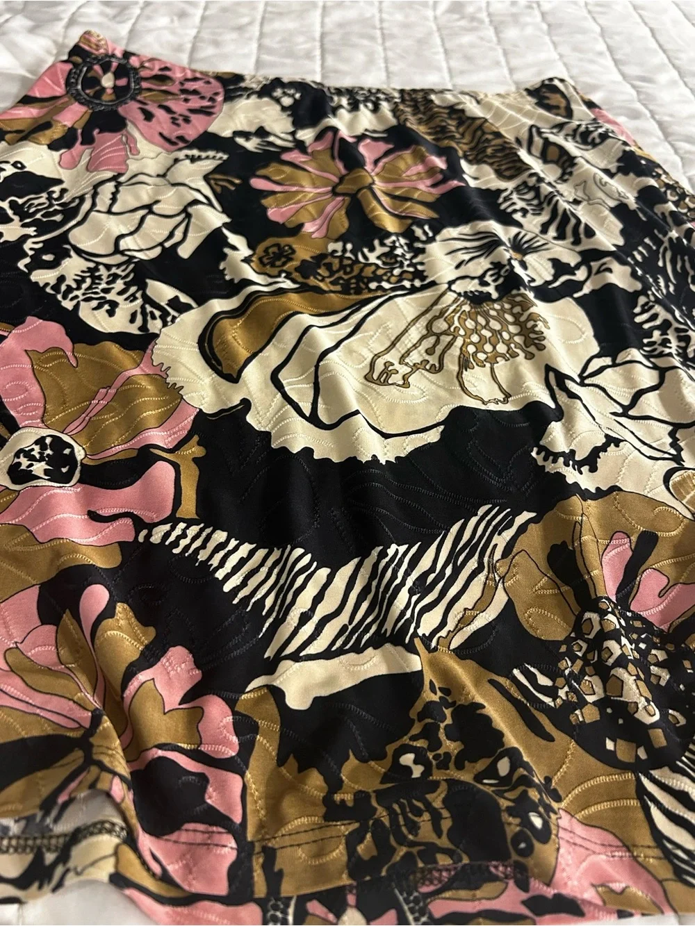 Brittany Black Petite Y2K Floral Mini Skirt PL Made in USA